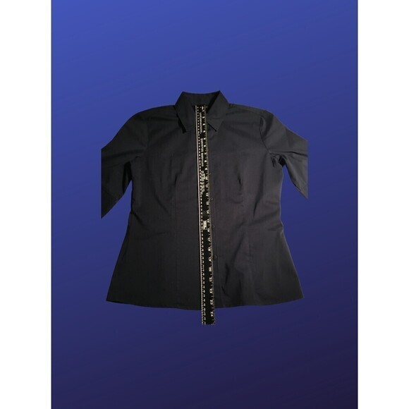 NEW YORK & COMPANY Stretch Shirt, Cuffed Short Sleeve, NAVY BLUE, Size S, NWOT - Picture 6 of 8